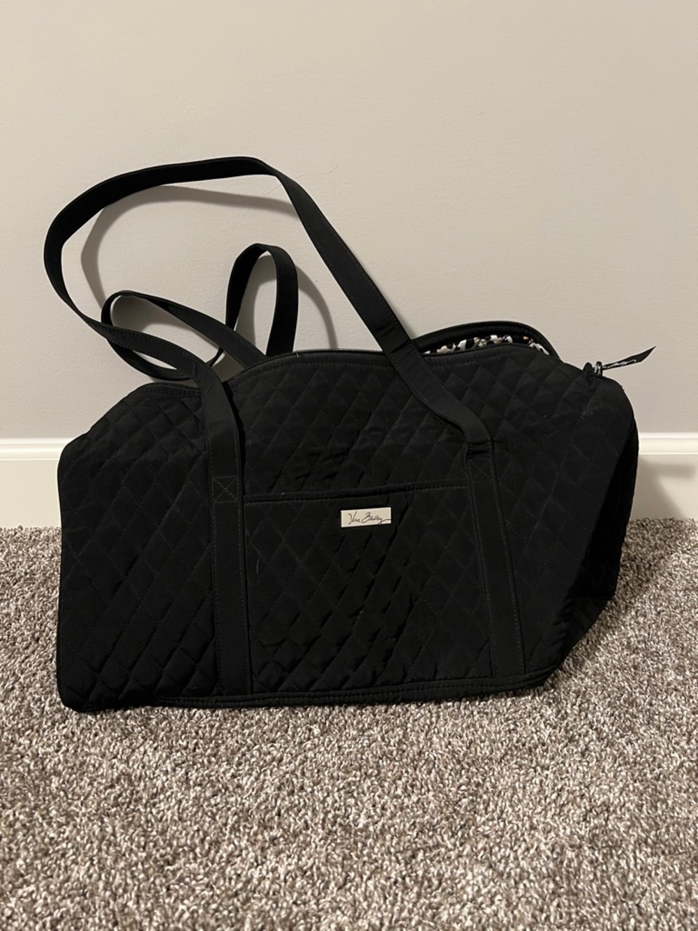 Vera Bradley Black Quilted Duffel Travel Bag